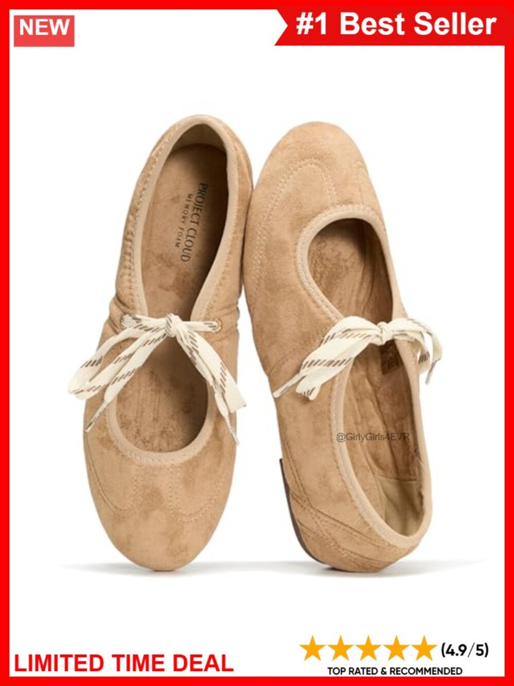 Women's Mary Jane Ballet Flats Memory Foam Non-Slip Comfort Shoes